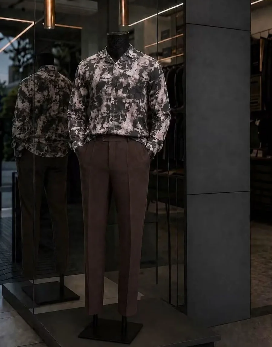 Chemise noire et rose camouflage