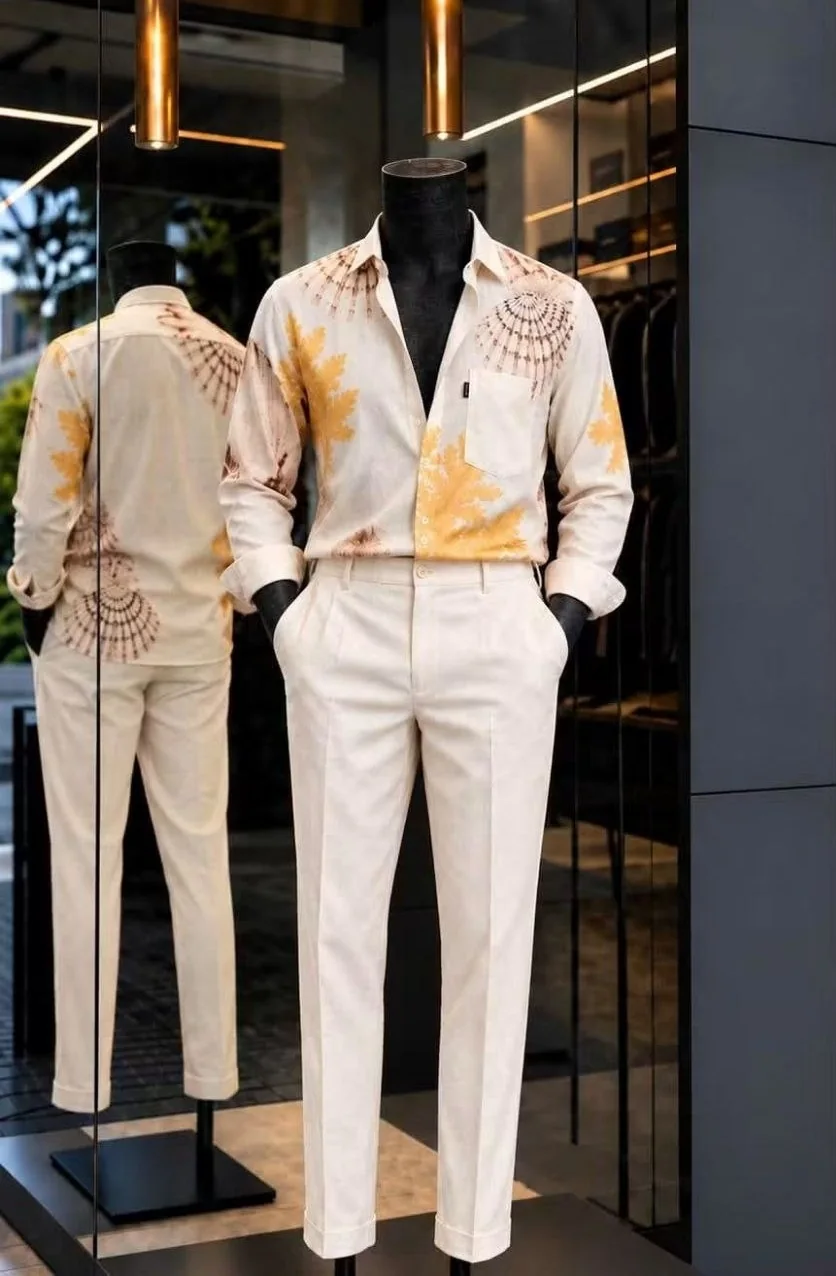 Ensembles écrus aux motifs dorés