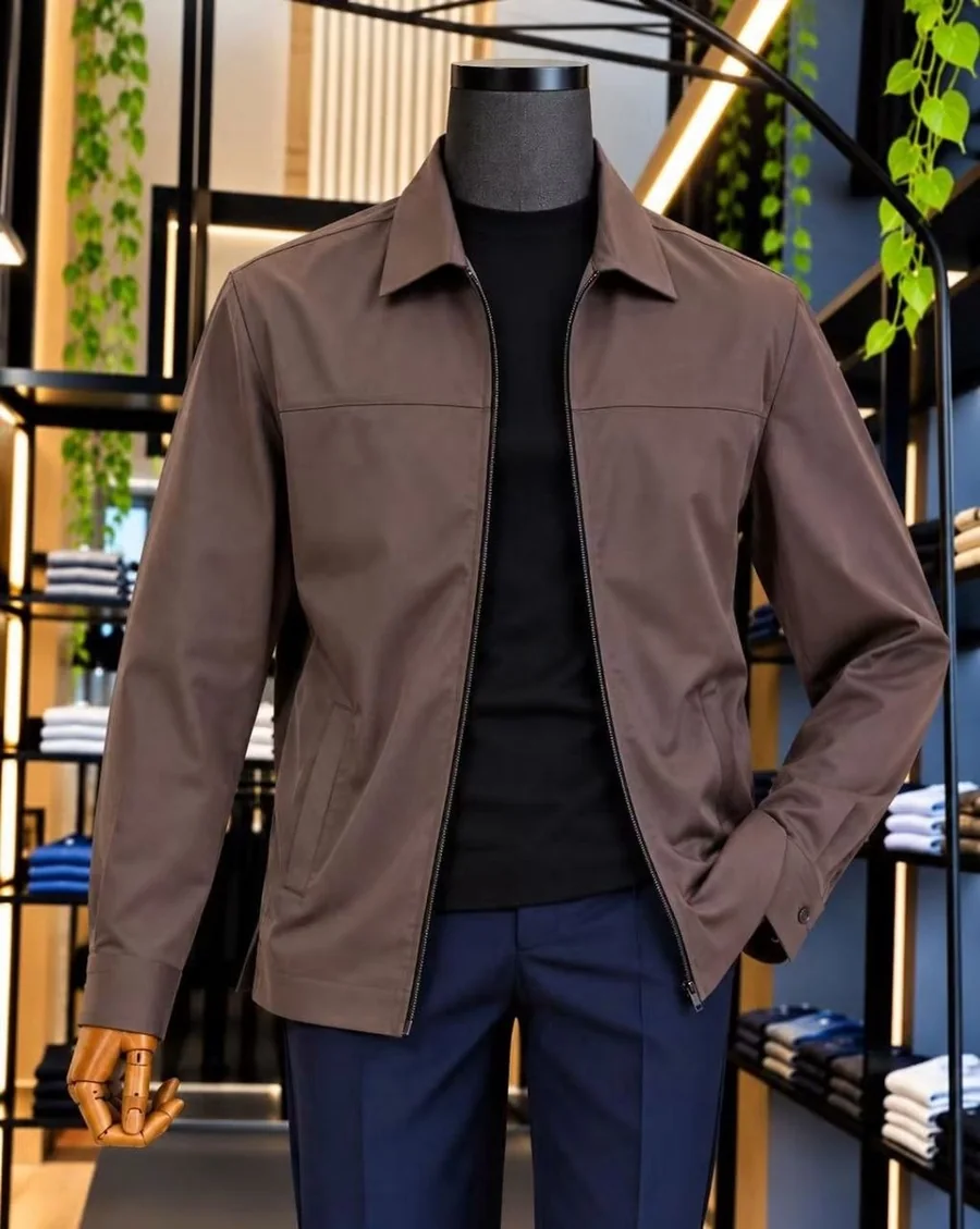 Surchemise taupe à patte cachée